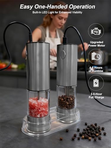 Rechargeable Electric Salt and Pepper Grinder Set