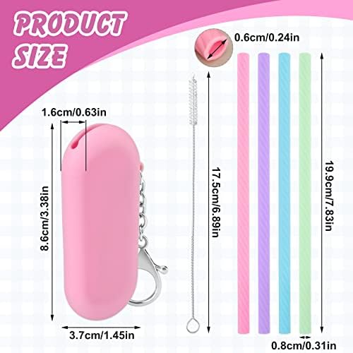 Prasacco 4 Sets Silicone Reusable Straws with Case - Foldable