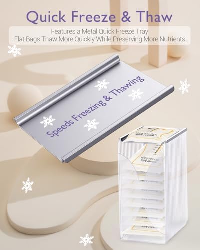 Freeze Organizer and Tower for Breastmilk Storage Bags, First-in