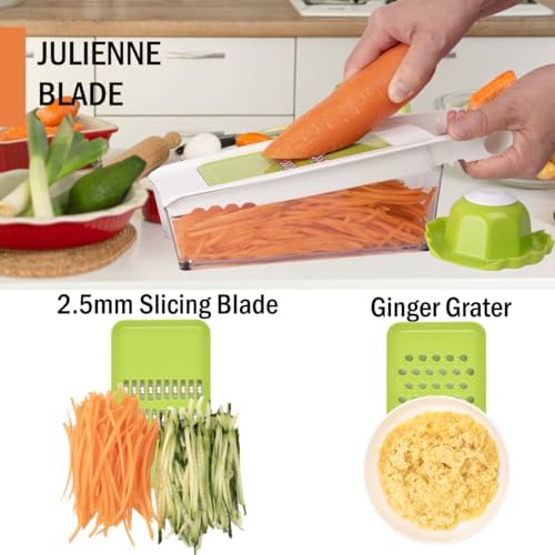 NACOLUS Cheese Grater with Container,5 In 1 Mandoline Slicer for