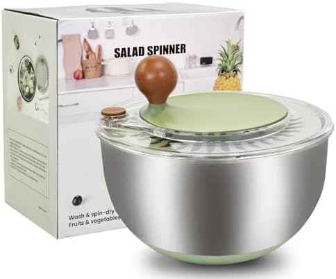 5.3Qt Stainless Steel Salad Spinner, Salad Spinner Stainless Steel
