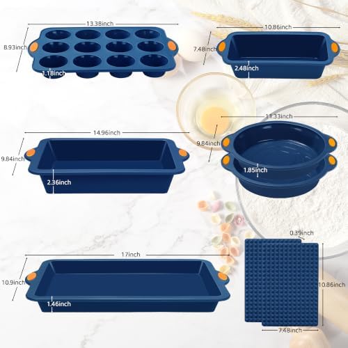 To encounter 8 in 1 Silicone Baking Set - 6 Cake Molds - 2 Silicone