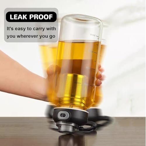 34oz Glass Water Bottle with capacity Mark & Stainless Steel Tea