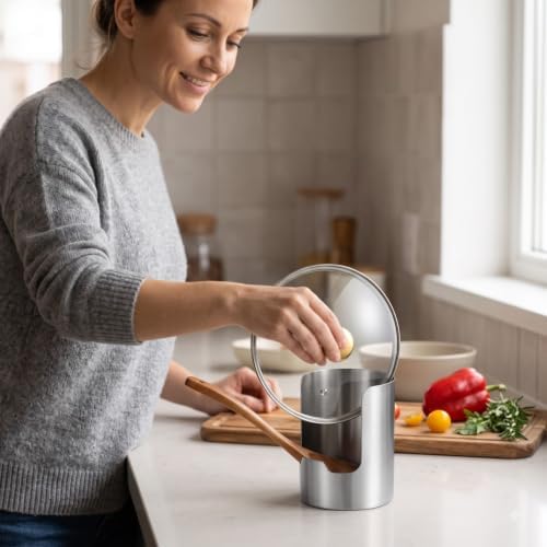 Stainless Steel Pot Lid and Spoon Rest, Multi‐Function Kitchen