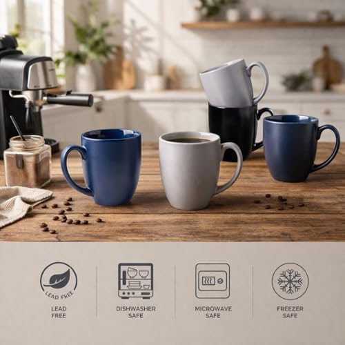 AmorArc 16 oz Coffee Mugs Set of 6, Large Ceramic Coffee Cups Set