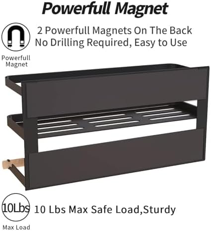 Black Magnetic Paper Towel Holder and Spice Rack