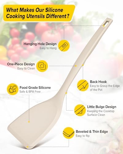BUNDLEPRO Silicone Cooking Utensil Set, 4 Pcs, Khaki