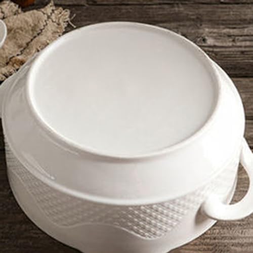 Soup Tureen with Glass Lid and Spoon Ceramic Covered Tureen for Soup