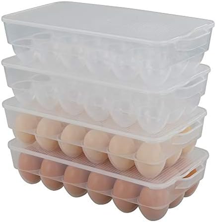 4-Pack Clear Covered Egg Holders for Refrigerator