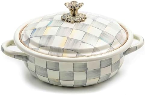 MACKENZIE-CHILDS Casserbole, Medium, Gray-and-White Sterling Check