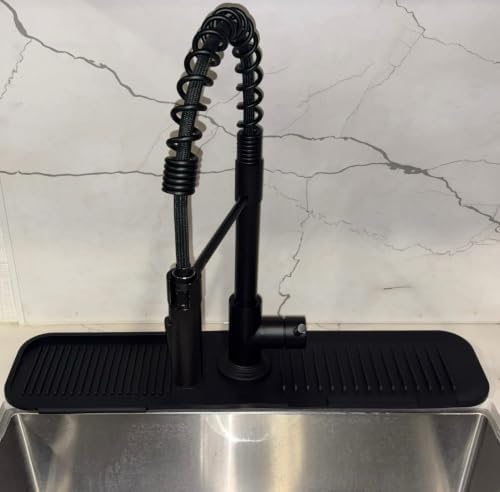 Silicone Sink Splash Guard for Kitchen Faucet, Fast Drying, Black