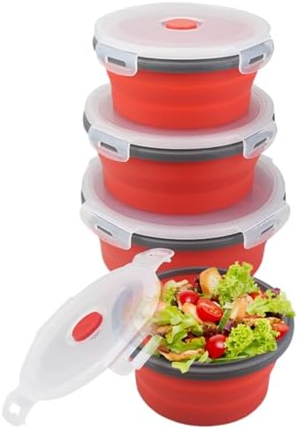 4Pcs Collapsible Bowls 5/6/7/8 Inch Round Silicone Collapsible Bowls