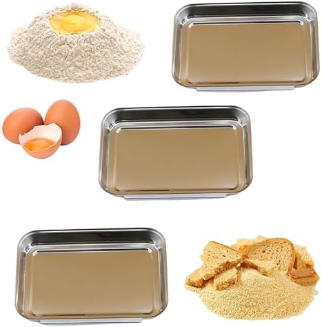 3-Piece Stainless Steel Breading Set – Interlocking Coating Trays for