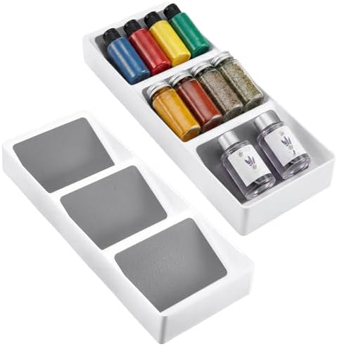AHANDMAKER 2Pcs Spice Drawer Organizer 3 Section Spice Rack Drawer