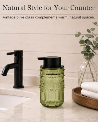 Foaming Soap Dispenser, Vintage Embossed Glass Foam Soap Dispenser