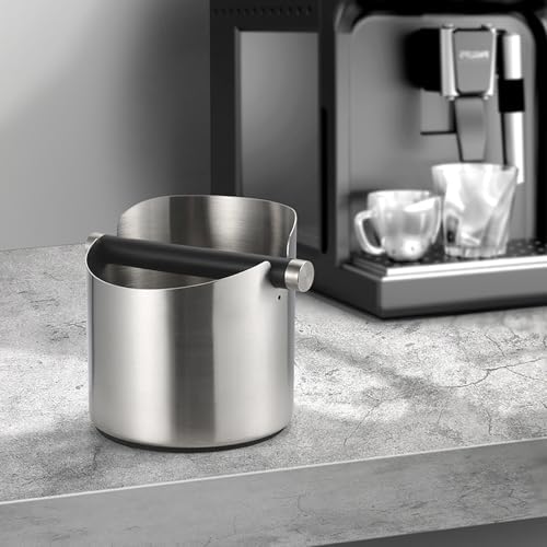 Espresso Knock Box, Stainless Steel Coffee Grounds Container with