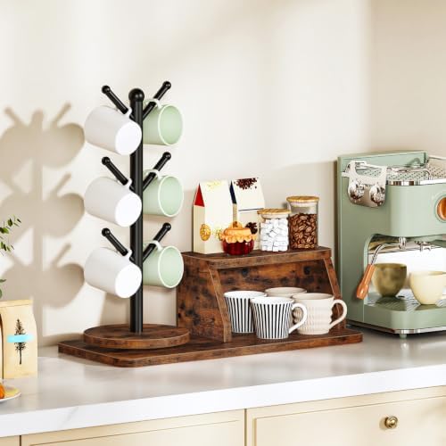 HOOBRO Mug Holder Tree, 360° Rotating, Coffee Cup Holder with 6 Metal