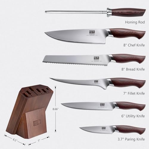 SHAN ZU 7-Piece Japanese Knife Set, Stainless Steel