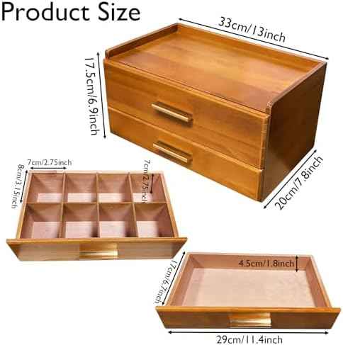 Wooden Tea Bag Organizer, Acacia Drawer Wood Storage Box, Teabag