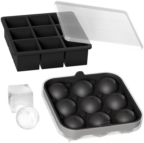 Wanderworld Ice Tray Combo, Silicone Reusable 2 inch Big Ice Freezer