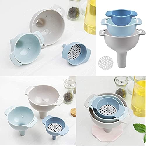 WAFJAMF 3 Pack Plastic Kitchen Funnels with Handle, Detachable