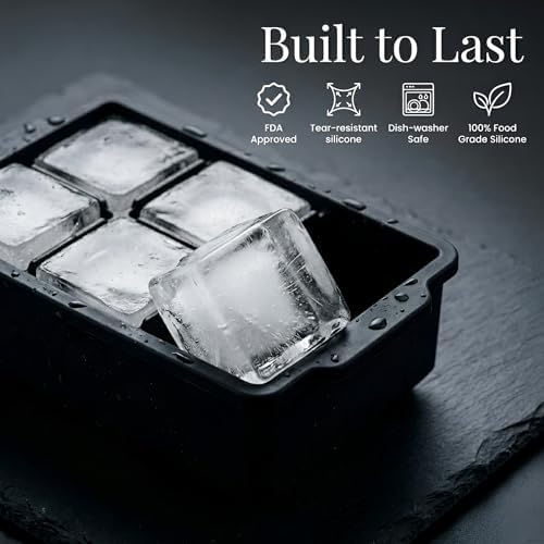 KitchFort® Large Silicone Ice Cube Tray (2-Pack) - 2" Big Ice Mold