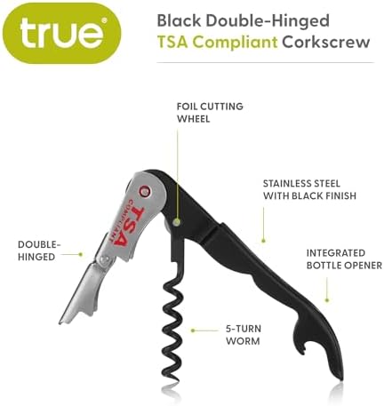 True Jetsetter TSA Compliant Double Hinged Waiters Corkscrew Wine