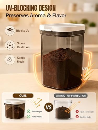 Lupow Airtight Coffee Canister, 1.3L, Dark Brown