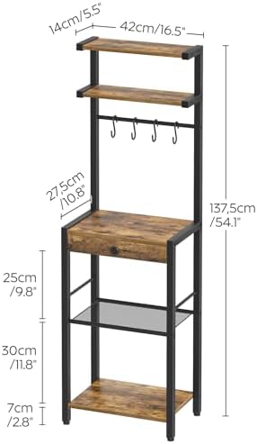 YATINEY 5-Tier Coffee Bar Station, Rustic Brown