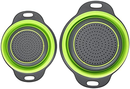 2Pcs Round Collapsible Colanders for Kitchen, 2 Sizes