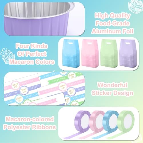 876 Pack Back to School Macaron Mini Cake Pans Set with Lids