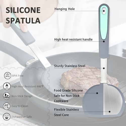 Tongjude 5-Piece Silicone Spatula Set, Light Grey