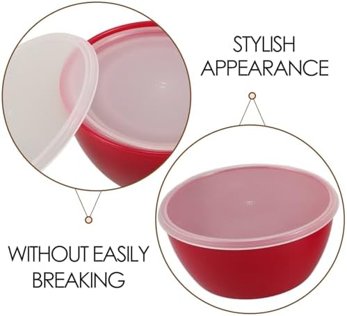 4pcs Pink Thickened Plastic Salad Bowls with Lids Food Storage and