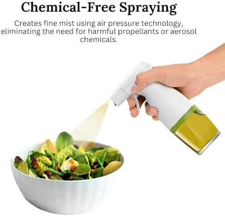 Prepara Simply Mist Olive Oil Sprayer, Chrome Band, White/Green
