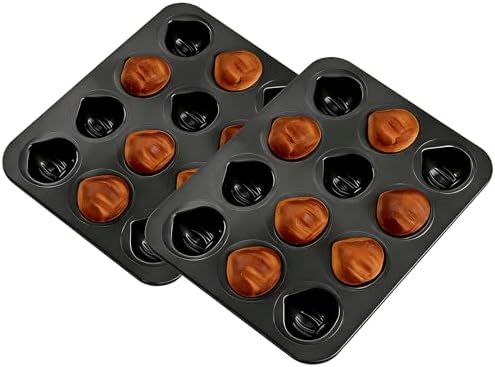 Tissting Muffin Cake Pan, Nonstick 12 Cavity Chestnut Baking Pan