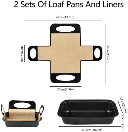Cokuma Loaf Pans, 9*5-Inch, 2 Set with Non-stick Liners for Homemade
