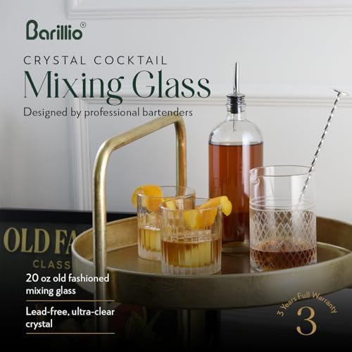 Barillio Crystal Cocktail Mixing Glass - 20 Oz (600 ml) Seamless