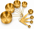 Gold Measuring Cups and Spoons Set, 8 Piece Stainless Steel Measuring