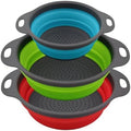 Collapsible Round Silicone Colander Set of 3, BPA-Free Nesting Kitchen