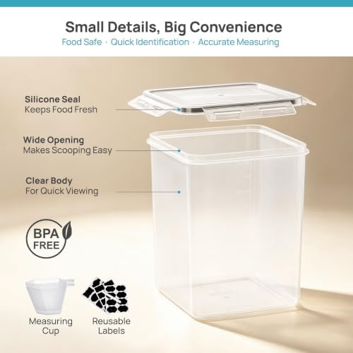 Vtopmart 5 PCS Flour and Sugar Storage Container Sets for Regular