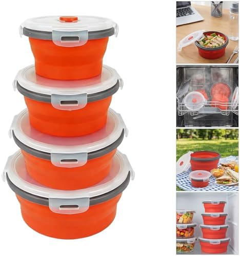 Lily Brown Foldable and Silicones Sealed Food Holders Set Outdoor Meal