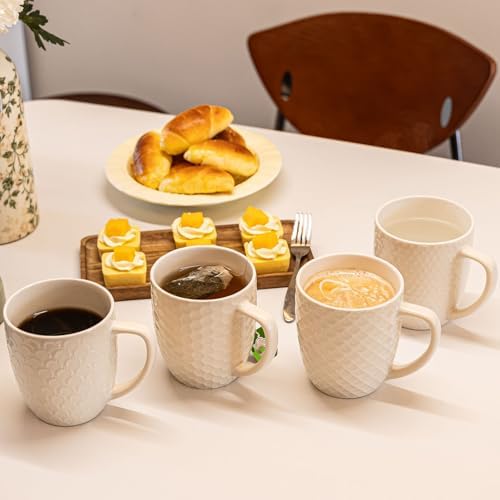 16 oz Coffee Mugs Set of 4, Porcelain Coffee Cups Ceramic, Farmhouse