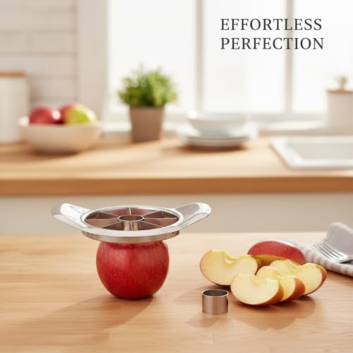 Stainless Steel Apple Slicer and Corer - Manual Fruit Wedge Cutter for