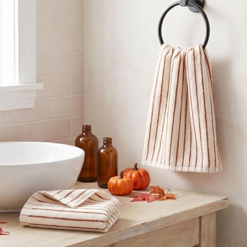 Jacquotha 2-Piece Striped Hand Towels - Fall Kitchen & Bathroom Towels