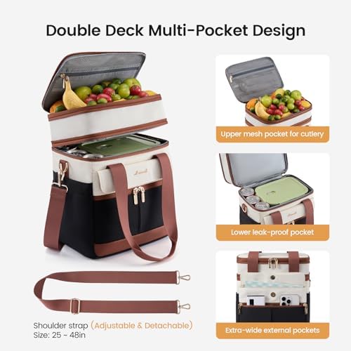 LOVEVOOK Insulated Lunch Box for Women,Large Adult Lunch Cooler Bag