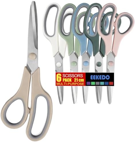 Set of 6 Scissors for Office Home Craft Sewing Fabric Teacher School