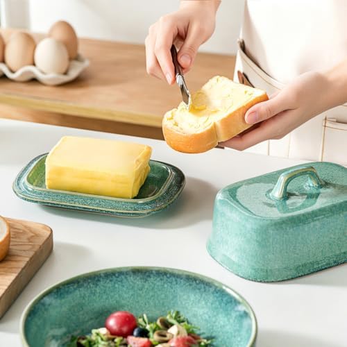 Ceramic Butter Dish with Lid, Covered Butter Keeper, Butter Tray