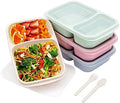 4 Pack 2-Compartment Divided bento Box FOR Kids/Toddle/Adults