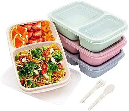 4 Pack 2-Compartment Divided bento Box FOR Kids/Toddle/Adults