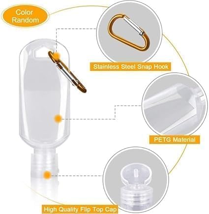 3Pcs Portable Clear Hot Sauce Keychain Bottles, 2oz/50ml Mini